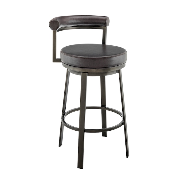 Armen Living Neura Swivel Counter or Bar Stool in Mocha Finish with Brown Faux Leather 840254333505 - main